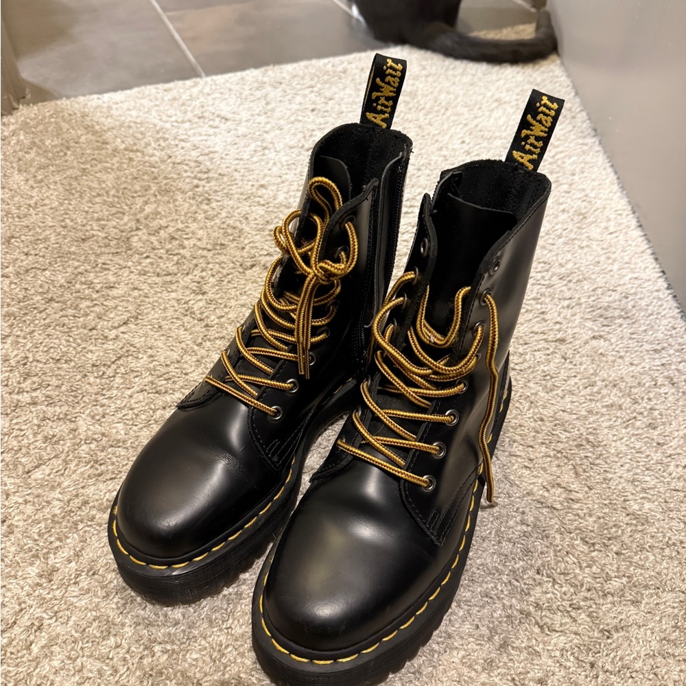 Dr. Martens Black Boots with Gold Laces